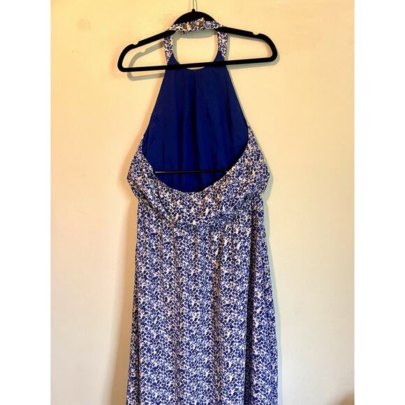 Jessica Simpson Maxi Dress Multicolor Floral Print Halter Sleeveless Size L - Picture 8 of 9